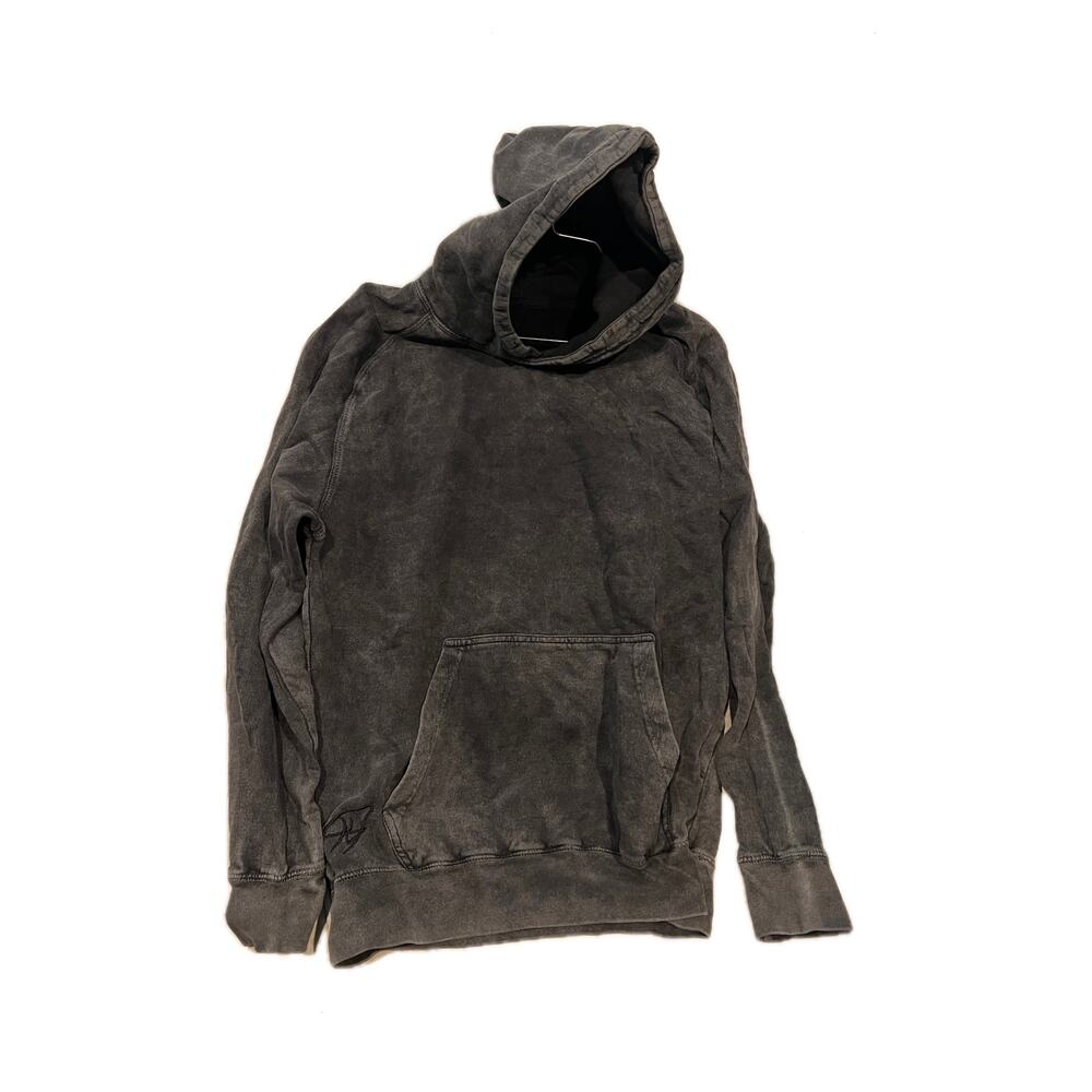 Vintage Distress Charcoal Gray Pullover Hoodie Mens Med